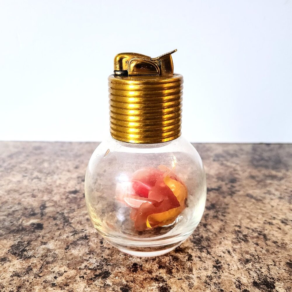 Vintage Evans Table Lighter, Glass Fishbowl Style, Made In USA, Works Great!